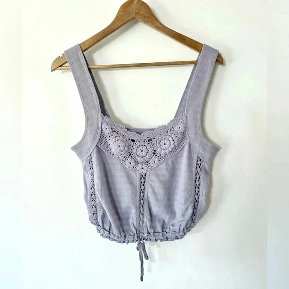 Free People Sweet Something Frosted Lilac Crochet Tank Top Size Small - Picture 2 of 11